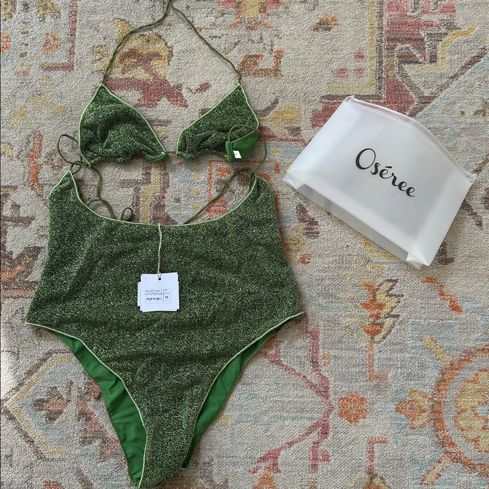Oseree Green Glitter One Piece Swimsuit